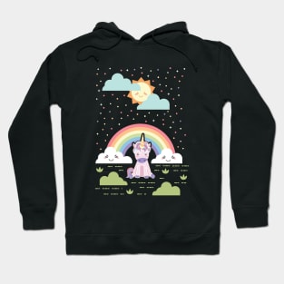 Kawaii Rainbow + Sun + Unicorns Hoodie